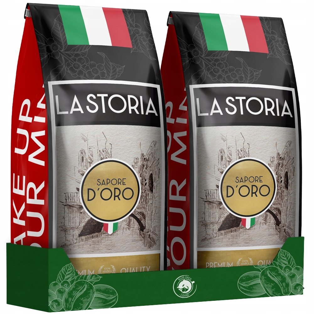 Káva zrnková Oro 1kg x2 Čerstvě pražená Arabica 100% Blue Orca