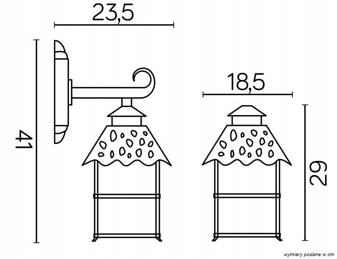 Czarny kinkiet zewnętrzny ogrodowy latarnia Zasilanie sieciowe