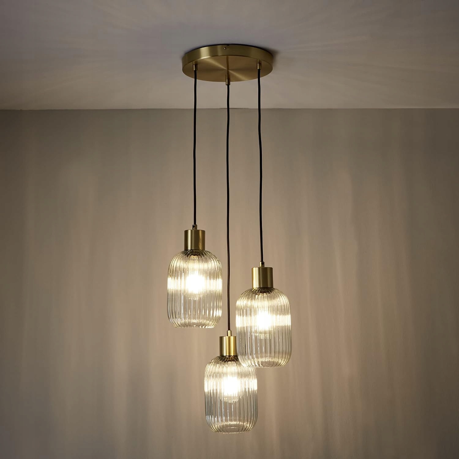 Závěsné Svítidlo E27 Sklo Stropní Lampa Zlatá Loft Moderní Do Obývacího Pokoje 150CM