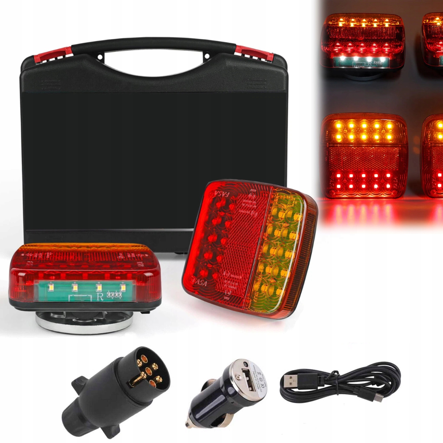 Sada Led Bezdrátových Zadních Přívěsů Na Magnet 12V 24V S Pouzdro