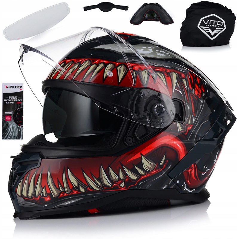 Motocyklová Prilba Vito Presto Monster Integrálna Pinlock Clona