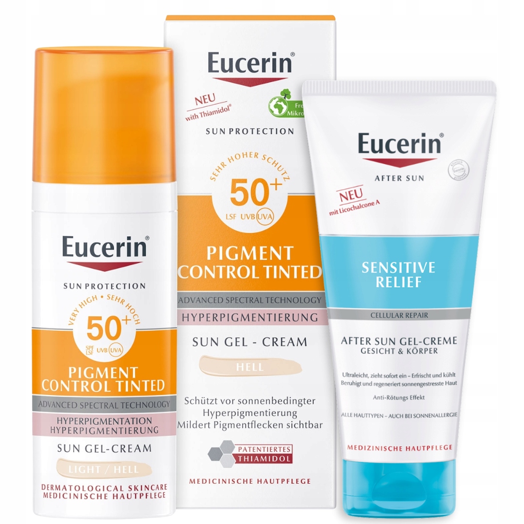 Eucerin Sun Fluid na przebarwienia SPF50 jasny Krem po opalaniu łagodzący