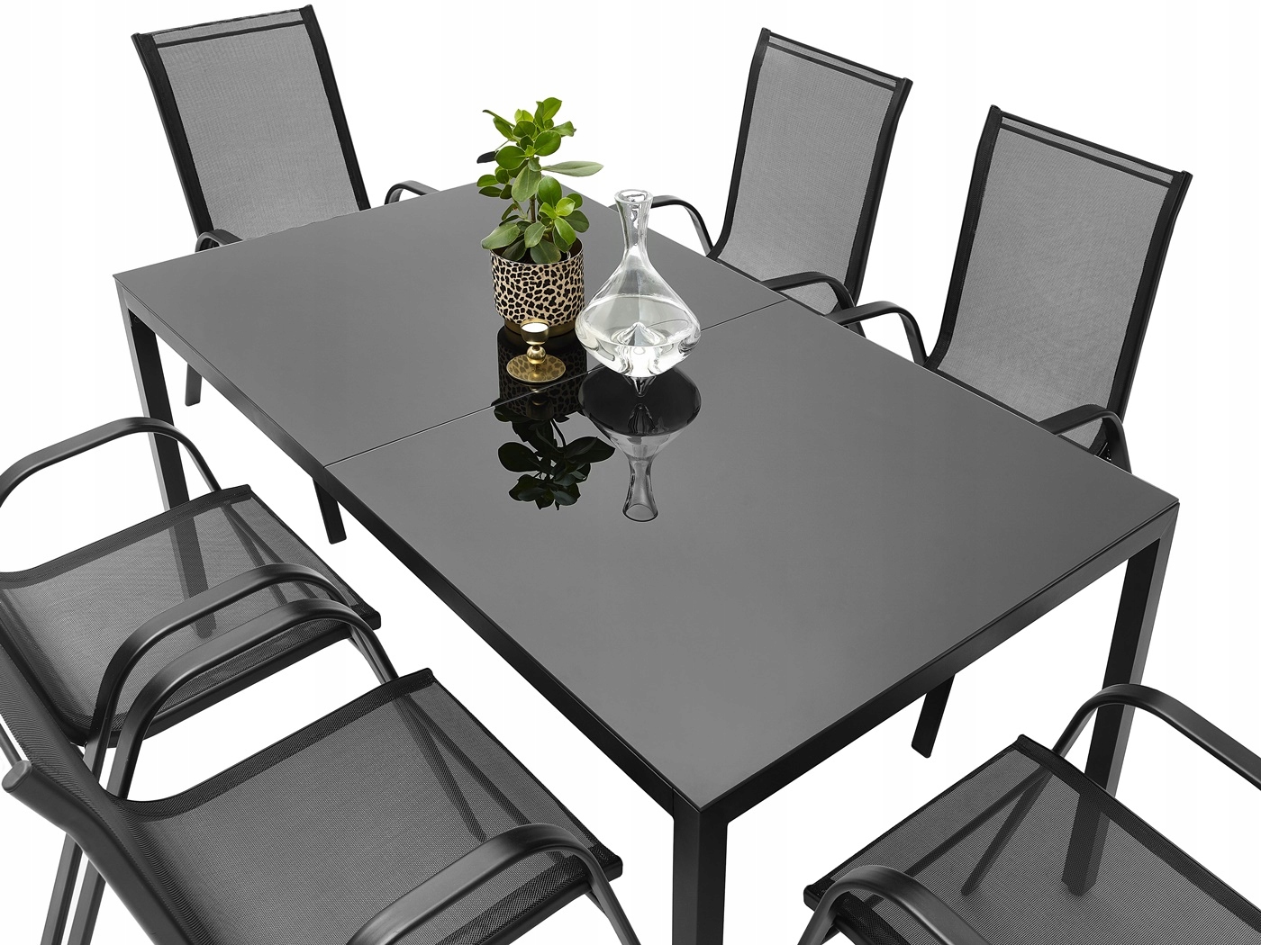 MEBLE OGRODOWE ZESTAW STÓŁ 6+1 NA TARAS BALKON Materiał dominujący metal