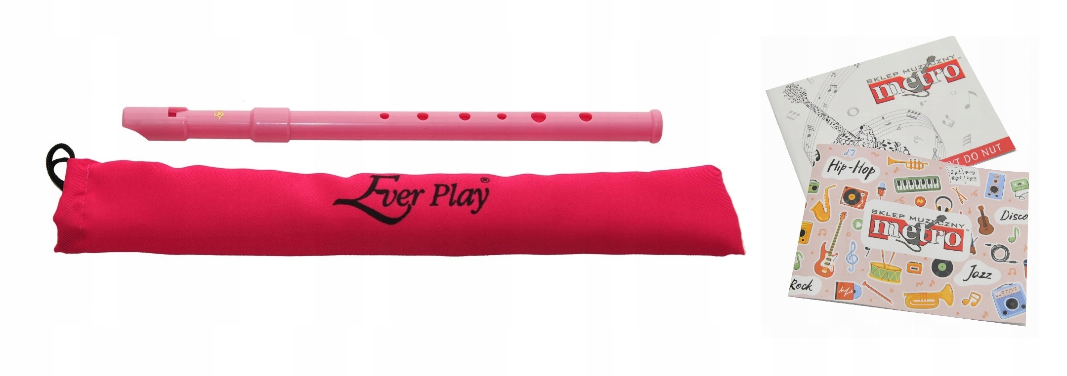 FLAŻOLET Z ETUI "D" ROŻOWY + ZESZYT DO NUT