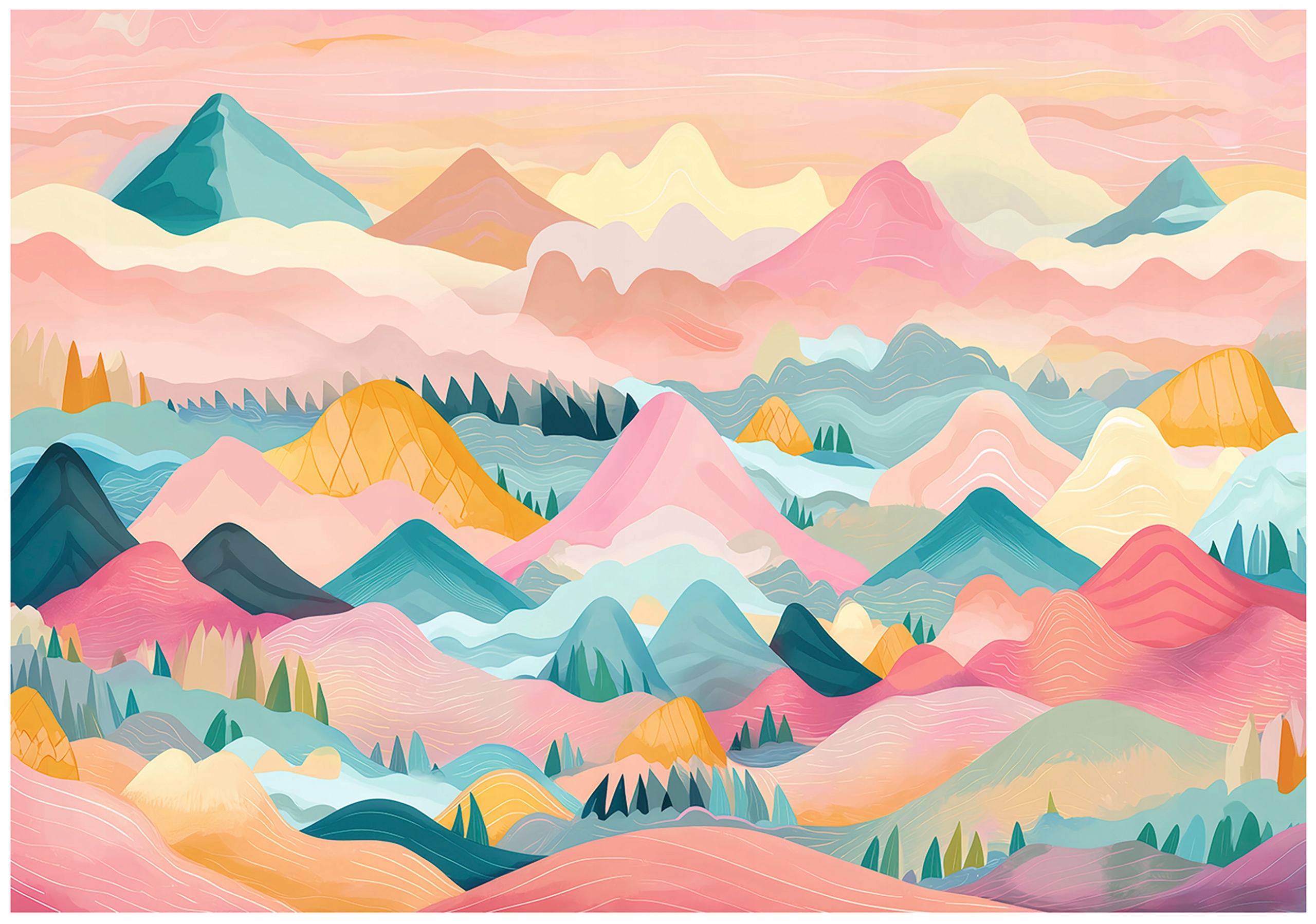 Vinylová Strukturálna Fototapeta Pre Deti Krajina Hory Ružová 416x254