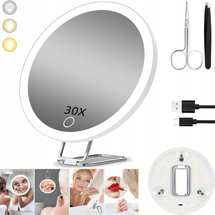Kosmetické Zrcadlo S Led Osvětlením 30x S Přísavkami