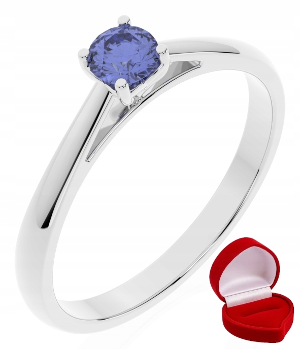 Zlatý Prstýnek 585 14k Tanzanit 0,19 ct Bílé Zlato R8