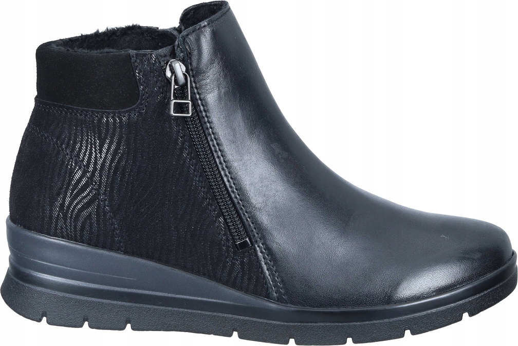 Černé kožené dámské kotníkové boty o tloušťce H Comfortabel 990706-01 r39