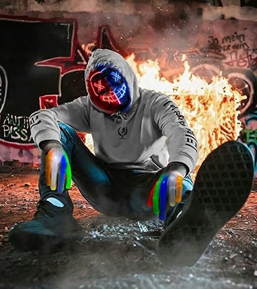 ŚWIECĄCA MASKA+RĘKAWICZKI LED HALLOWEEN STRASZNE zestaw halloween Kod producenta DD4