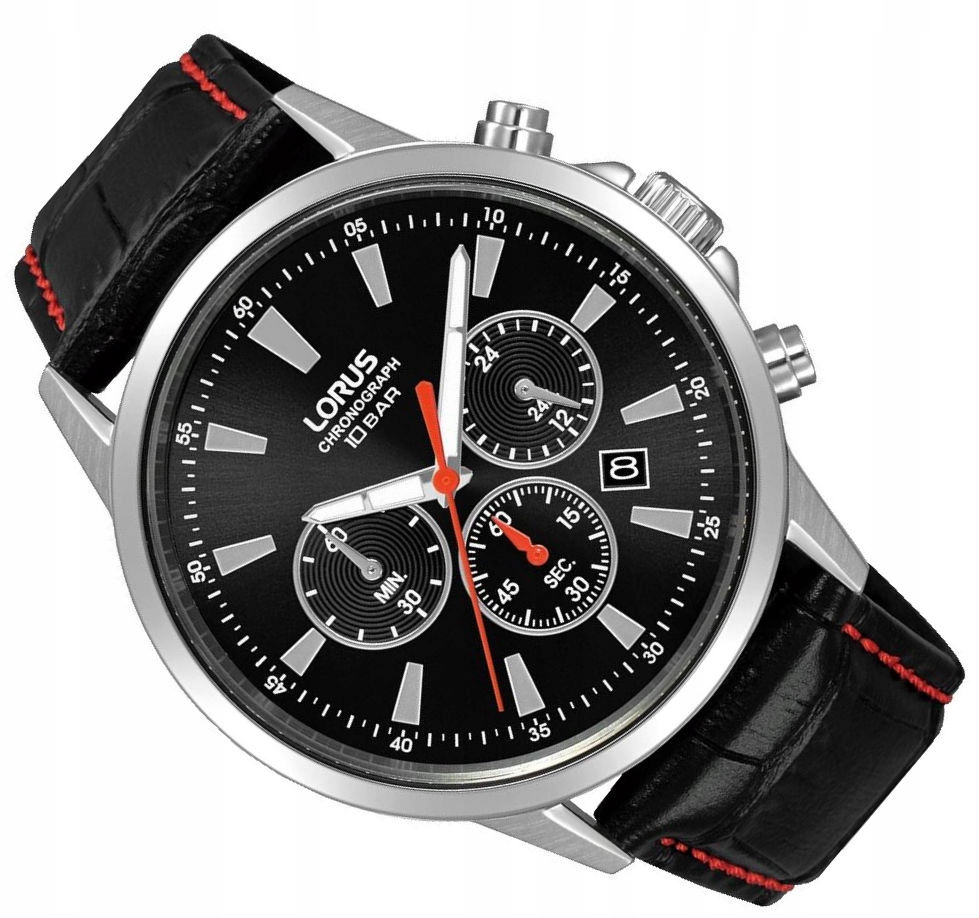 Černé Pánské Vodotěsné Sportovní Hodinky Lorus Chronograf RT315LX9 100M