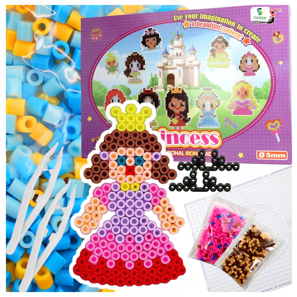 DUŻY ZESTAW KORALIKÓW DO PRASOWANIA KORALIKI SZABLONY 3000el. NA PREZENT Stan opakowania oryginalne