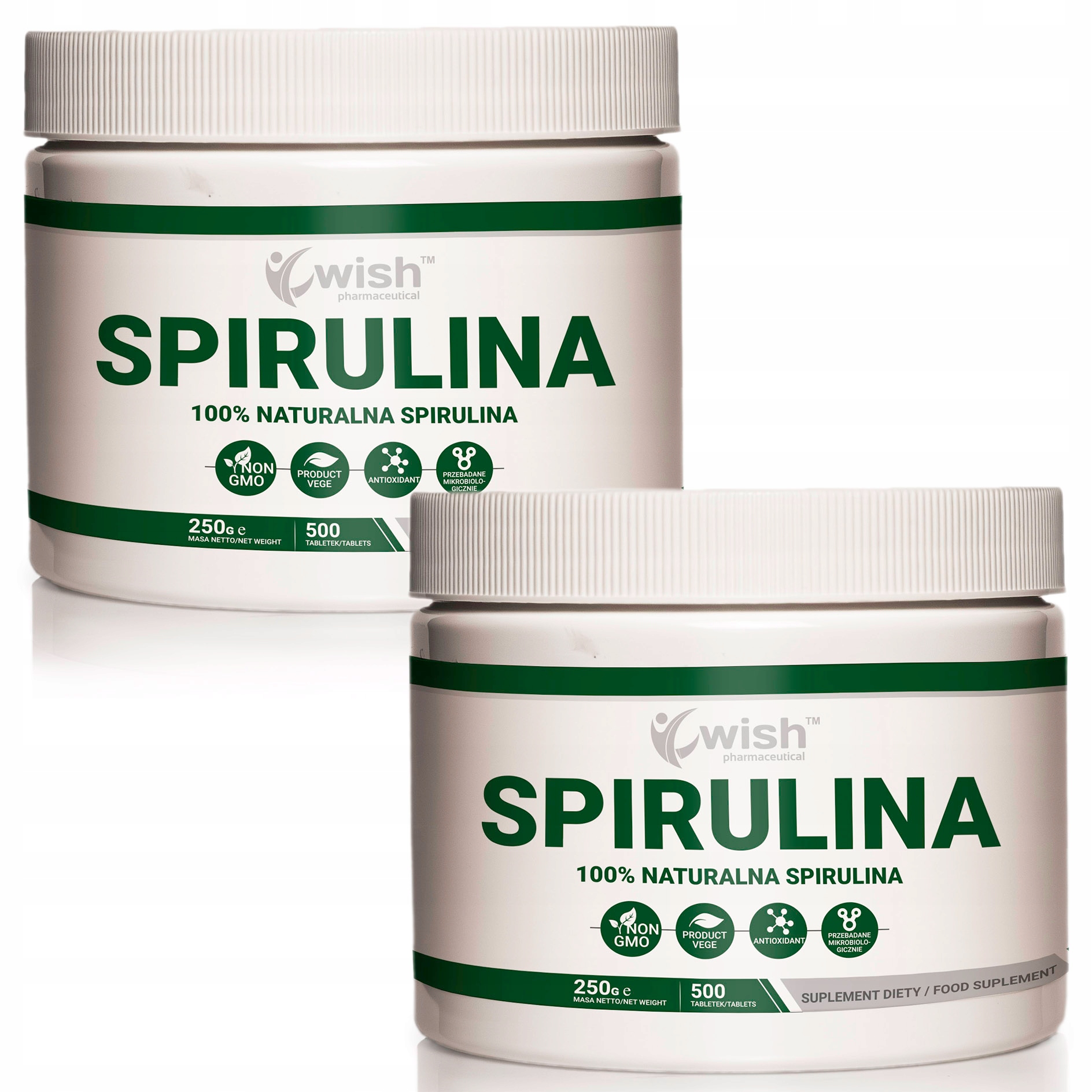 100% Spirulina Algi Anemia Odporność Białko Vege tabletki 1000 sztuk