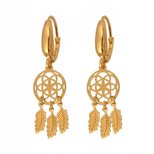 Zlaté 585 Náušnice Lapač Snů 2,90g elegantní závěsné jako dárek 14kt