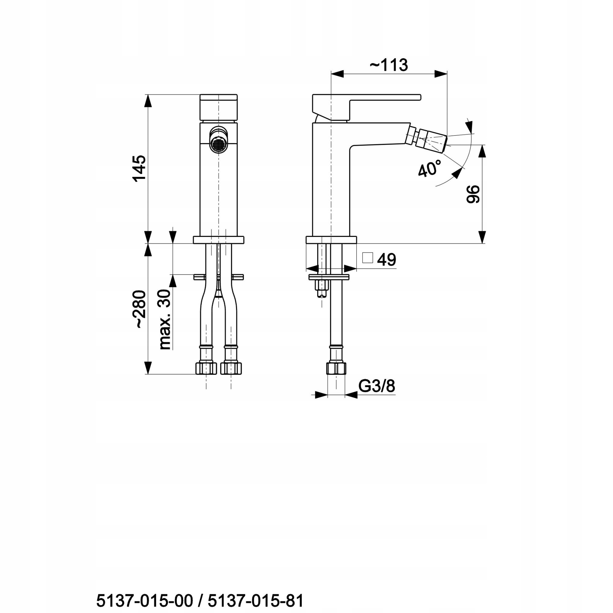 BATERIA BIDETOWA CZARNA STOJĄCA KFA ARMATURA LOGON Marka Kfa
