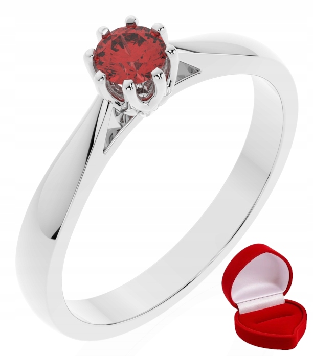 Zlatý Prstýnek 585 14k Rubín 0,19 ct Bílé Zlato R20