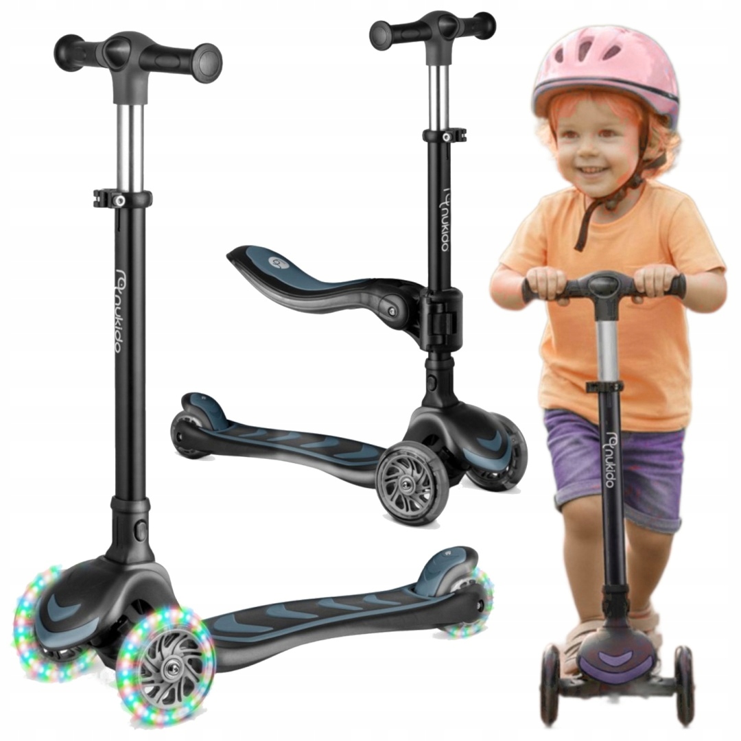 Hulajnoga trójkołowa balansowa z siedziskiem dla dzieci Nukido Flippo black