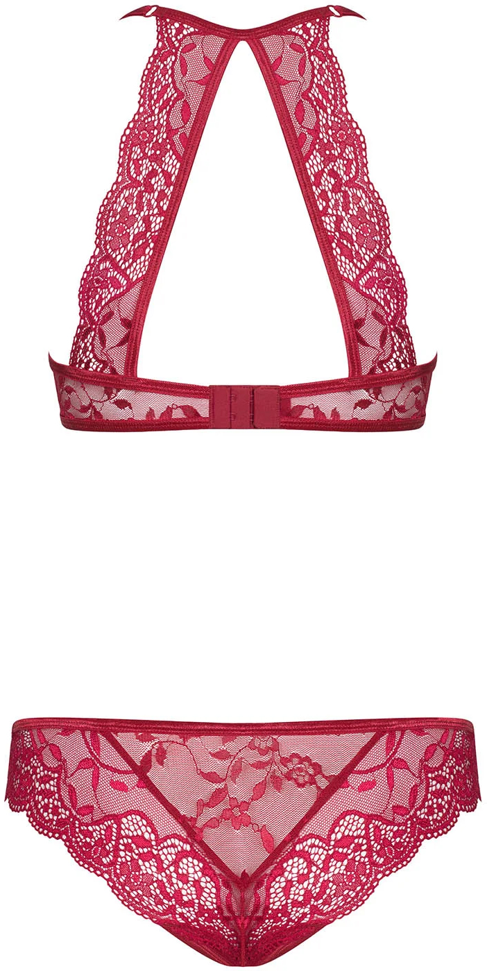 OBSESSIVE KOMPLET IVETTA CZERWONY KORONKA S/M Rozmiar S/M