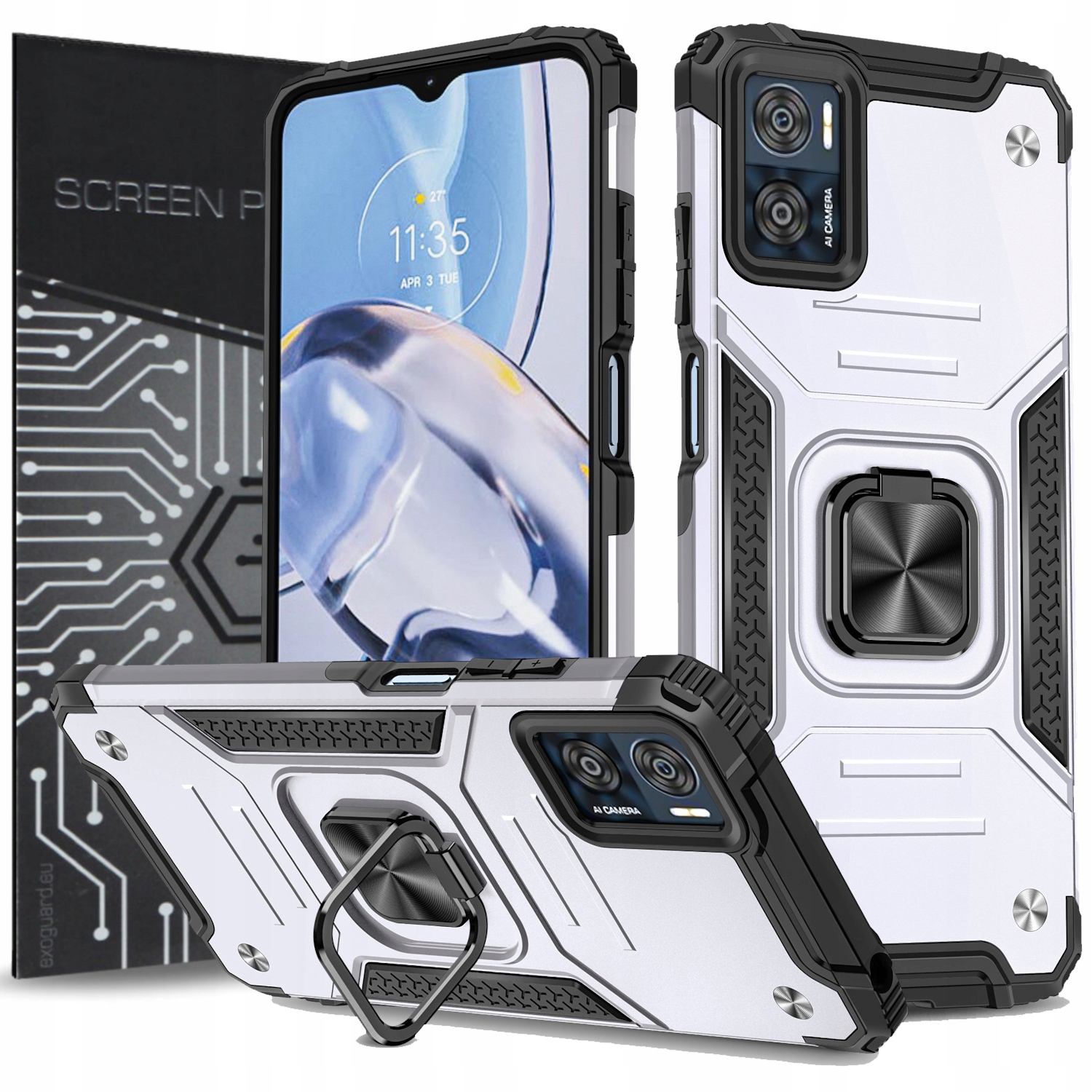 

Case Etui Pancerne+szkło do Motorola Moto E22 E22i
