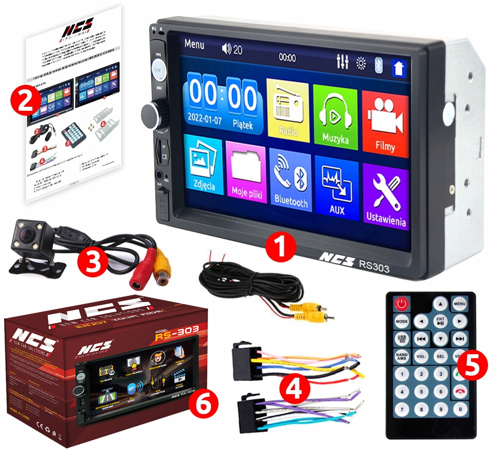 RÁDIÓ 2DIN KÉPERNYŐ 7 USB AUTÓS SD MP3 + KAMERA Kommunikáció Bluetooth