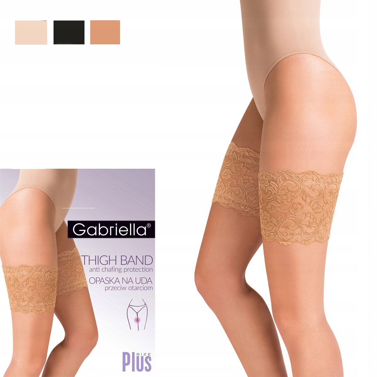 

Opaska na uda koronkowa Gabriella Beige 3/4