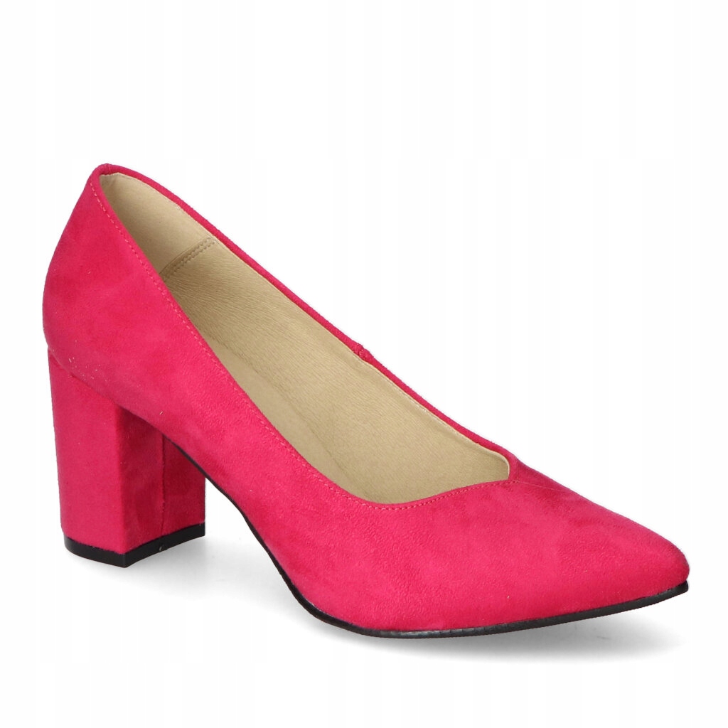 Dámské lodičky na podpatku Krzyś-but Fuchsia Semišové