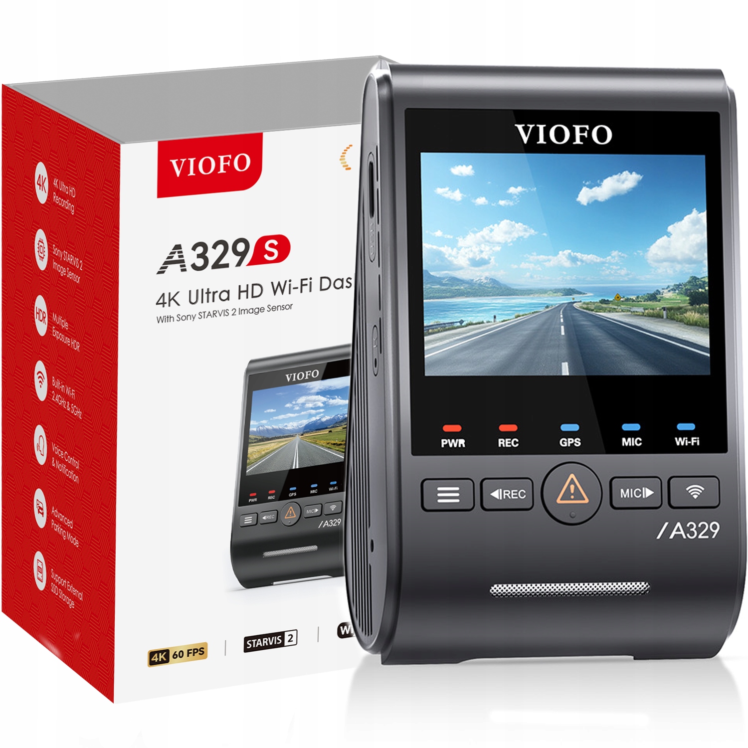 KAMERA SAMOCHODOWA VIOFO A329S 1CH 4K HDR GPS WIFI SONY STARVIS 2 PSSD