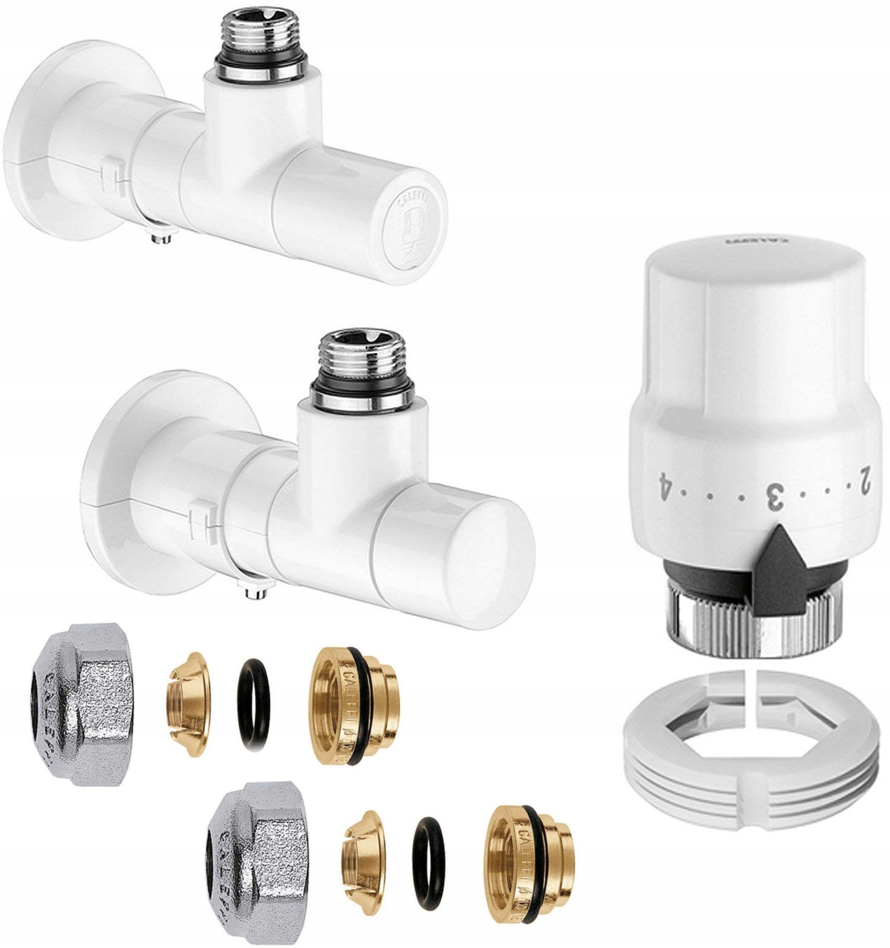 Caleffi Termostová Sada Uhlová 1/2x15 Hlavica Biela