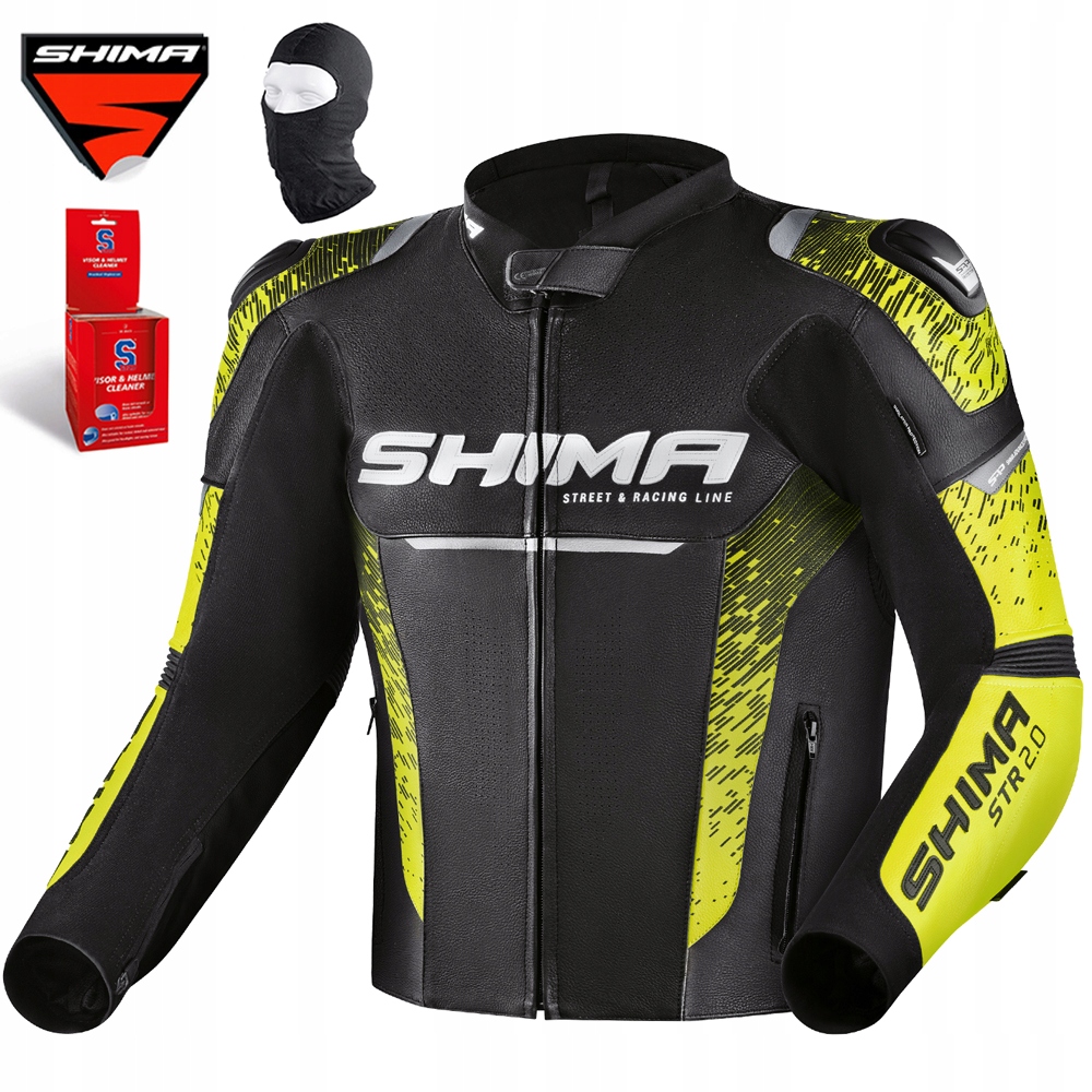 Motocyklová Bunda Shima Str 2.0 Fluo Pánska Kožená Športová Darček