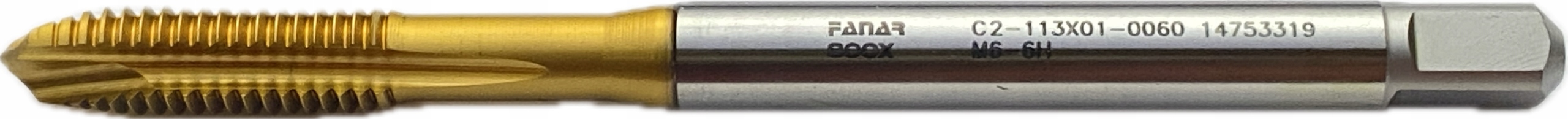 Gwintownik Maszynowy Prosty M6 800X HSS-E TIN DIN 371-B FANAR