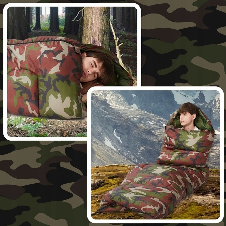 ŚPIWÓR TURYSTYCZNY MUMIA CIEPŁY LEKKI KOŁDRA Z KAPTUREM + POKROWIEC 2W1 Marka inna