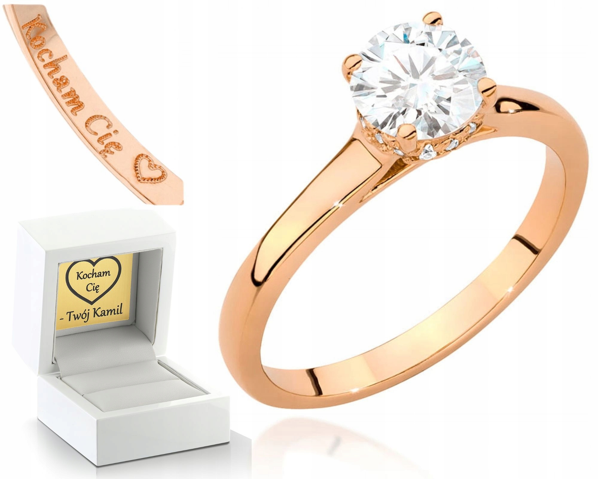 Růžové Zlato Prstýnek S Briliantem 585 Gravírování