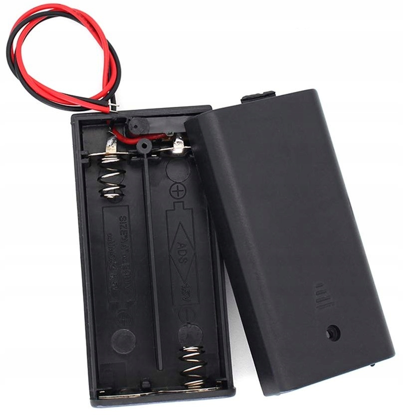 Koszyk baterii Aa R6 x2 z wyłącznikiem On/off przewody pojemnik na baterie
