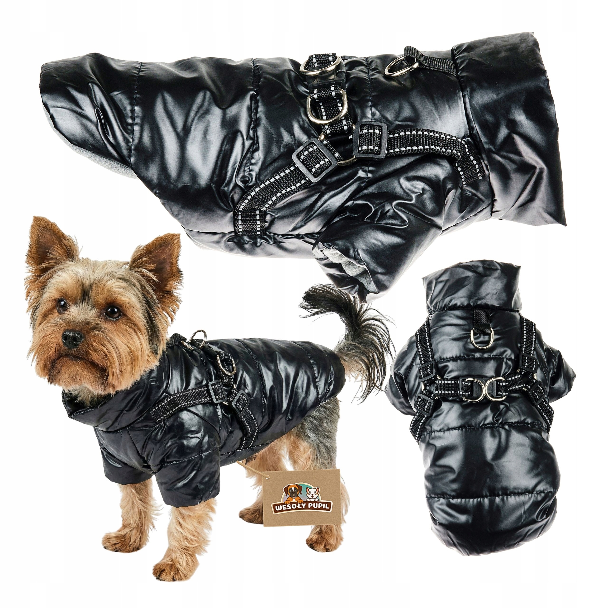 Levně Oblečení pro psa na zimu s postrojem 2v1 teplá bunda malý střední pes M