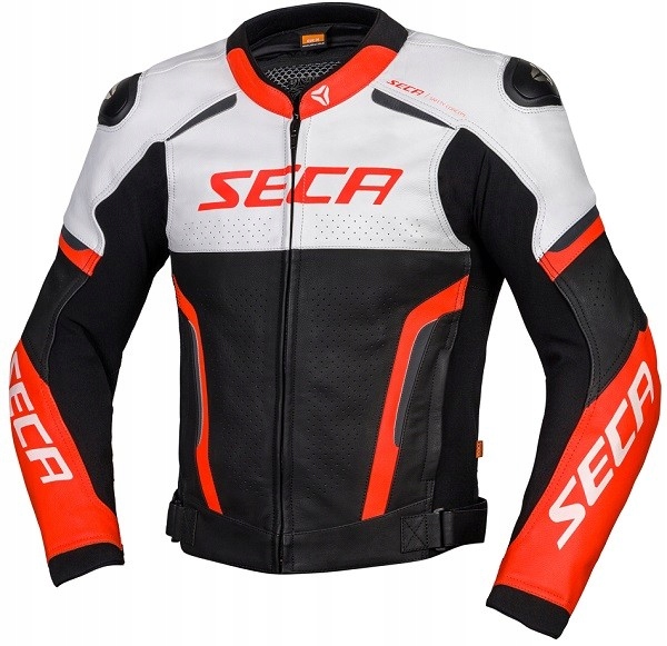 Seca Hooligan pánska kožená motocyklová bunda bielo-fluo 52 Predaj