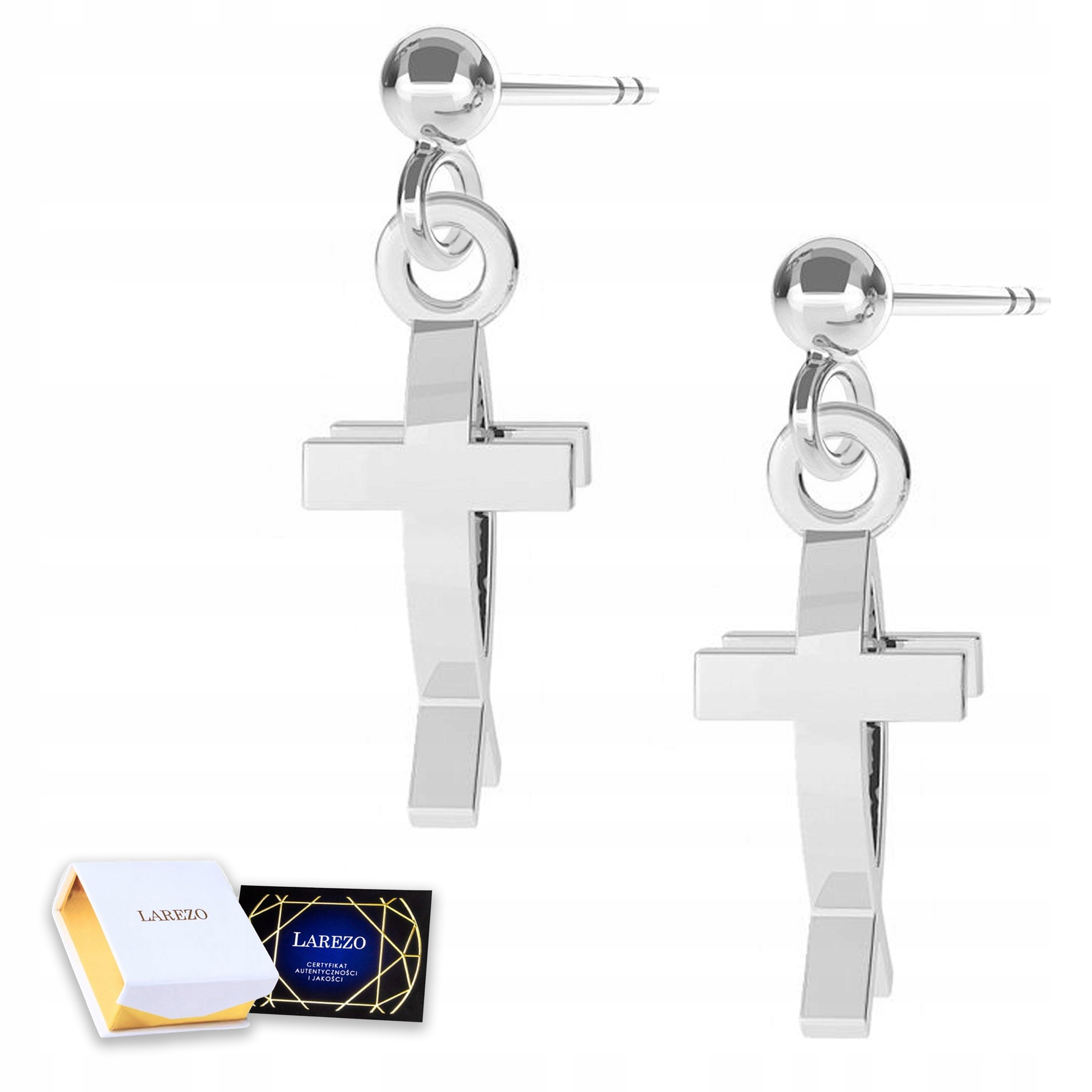 Stříbrné Náušnice Plech s křížem Kříže Rybka Ryba Křížek 925