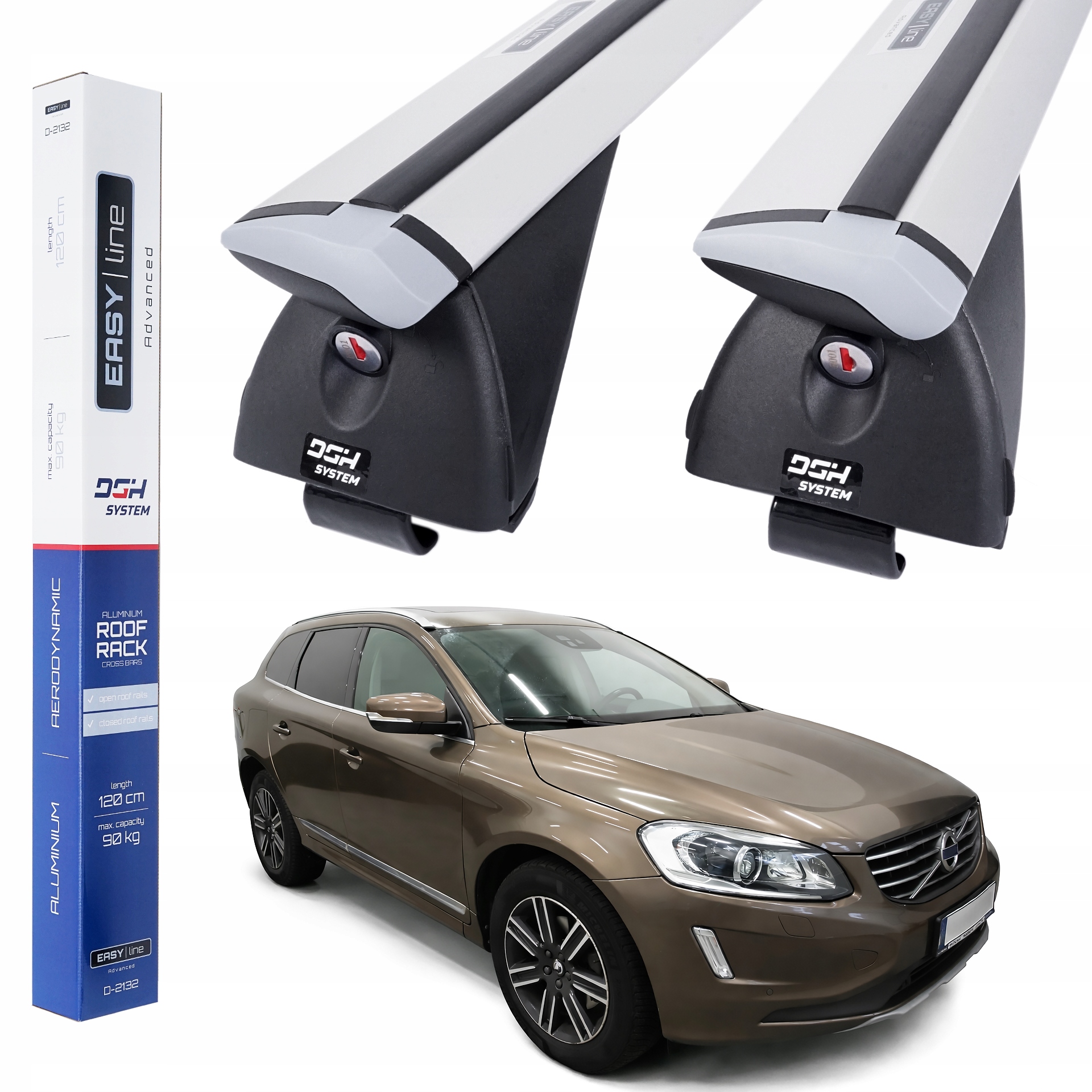 Základní nosič Relingi pro Volvo XC60 I Suv 2008-2017 max 90 kg 120 cm