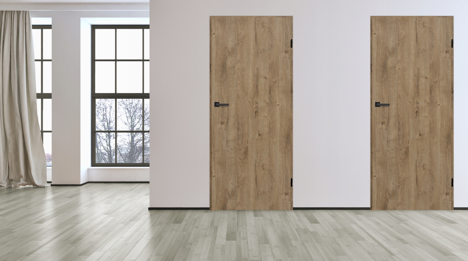 Drzwi Loft Pełne z Czarną Ościeżnicą Regulowaną Szerokość drzwi 90 cm