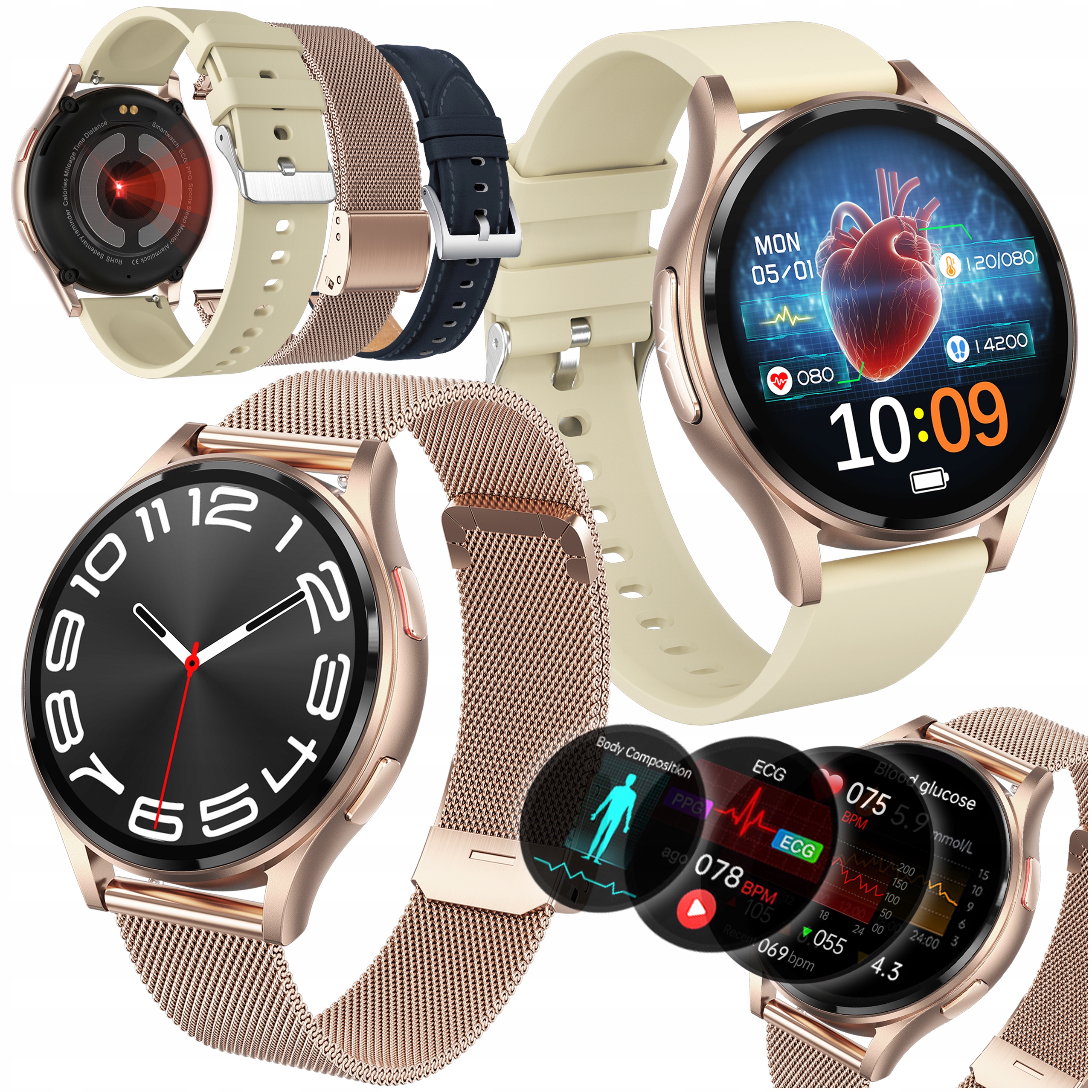 Smartwatch Damski Kardiowatch Pomiar Ekg Hrv Ciśnienie Rozmowy Sms Sport Pl
