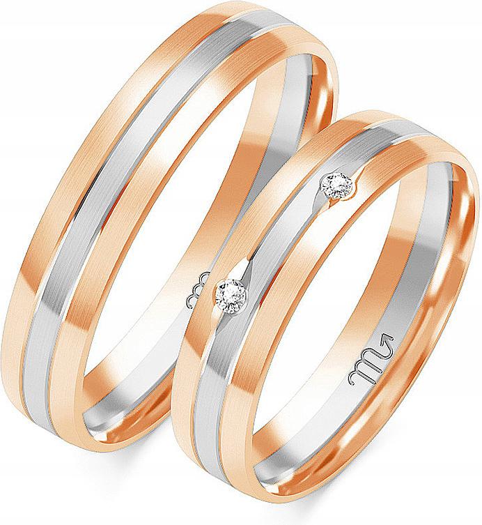 Růžové zlaté snubní prsteny, moderní velikost 585, velikost 23 24 25, bohatá kolekce na svatba