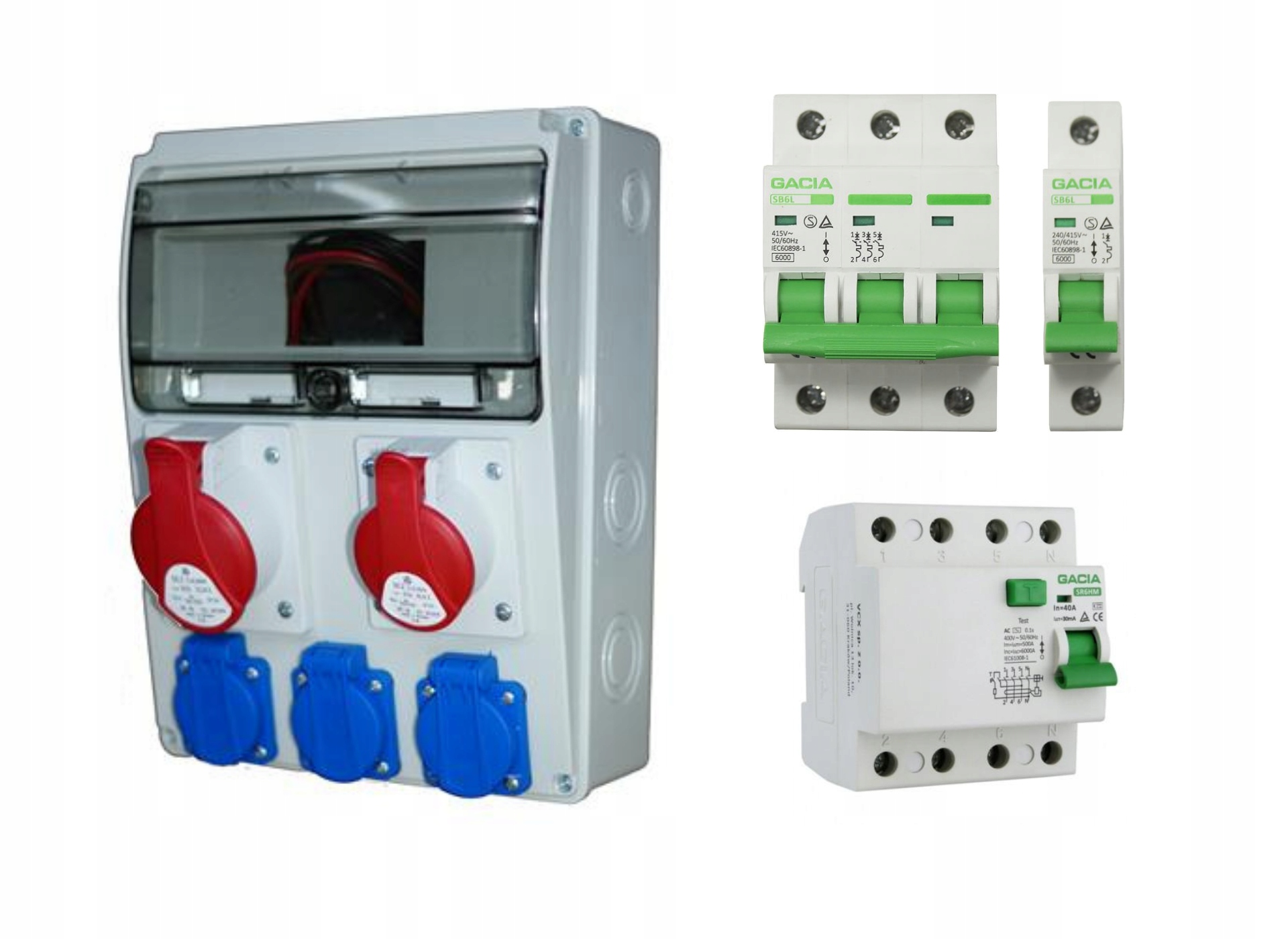 Stavební hermetický rozvaděč s pojistkou 3x230V 1x16A 1x32A