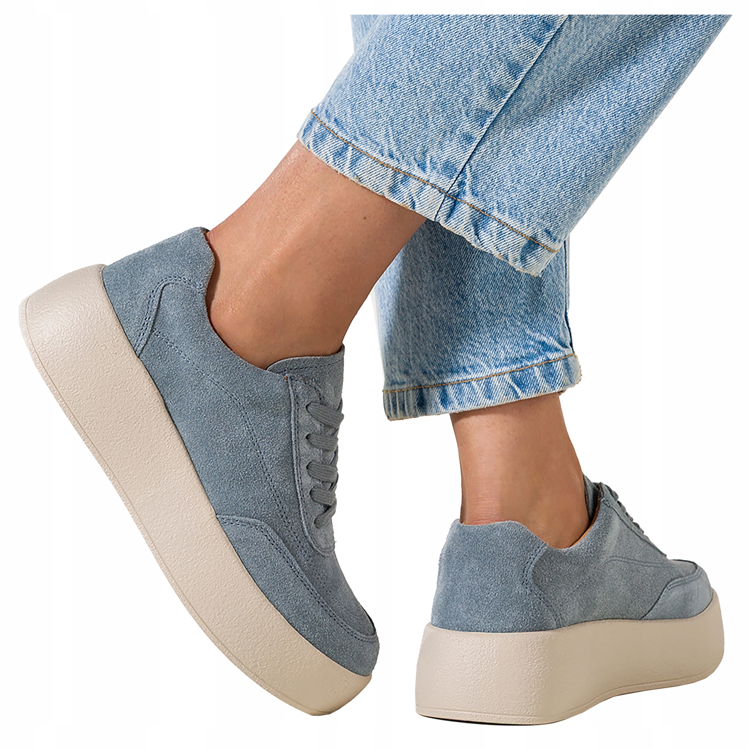 Dámské kožené tenisky Modré Creepersy Pohodlné sportovní boty, velikost 39