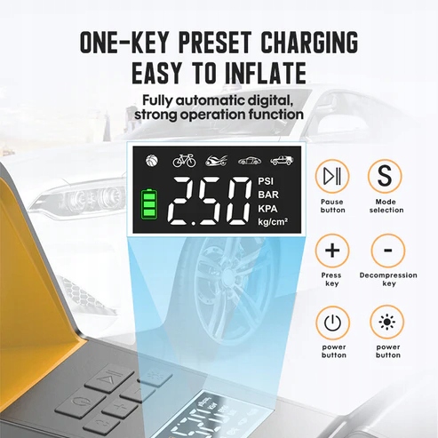 KOMPRESOR SAMOCHODOWY 12V LED LCD CARSUN C1809-1 Marka Carsun