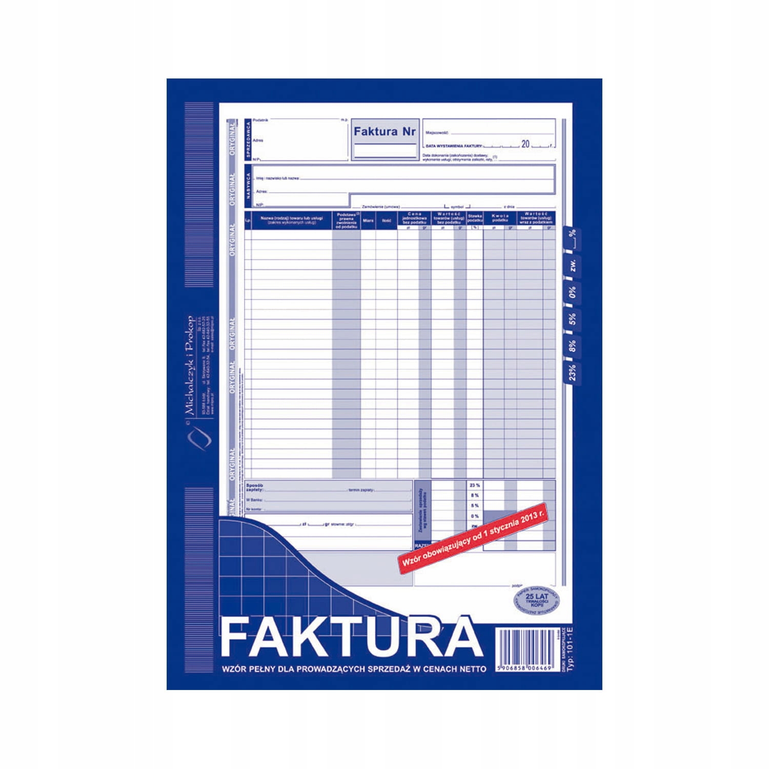 

Druk Faktura Netto A4 Oryginał Kopia 101-1e