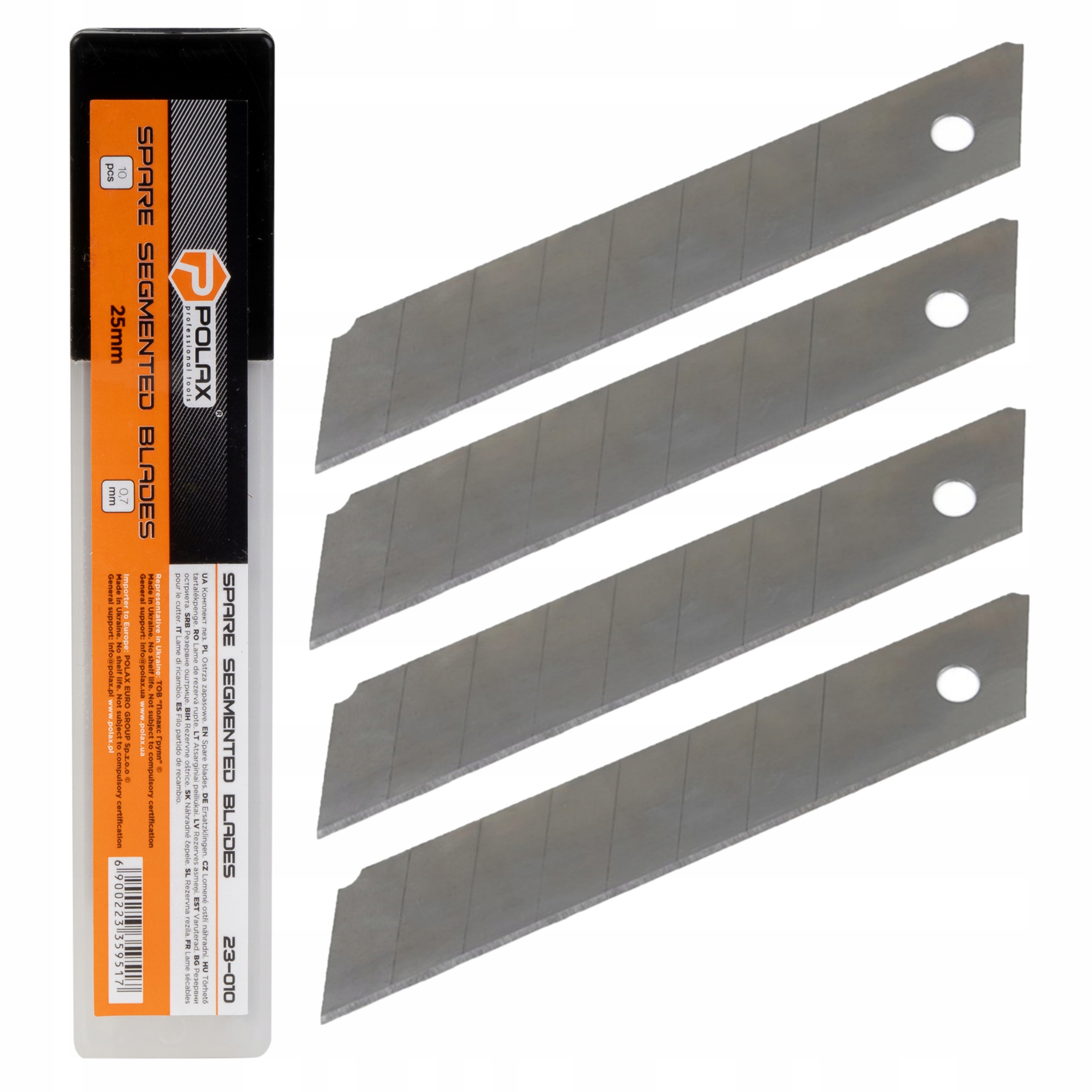 POLAX OSTRZA ŁAMANE SEGMENTOWE ZAPASOWE DO NOŻA TAPECIAKA 25MM 10SZT