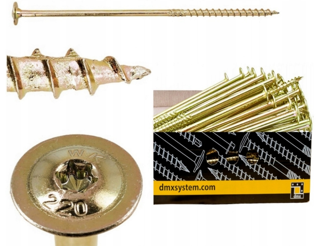 Tesařské Vruty Do Dřeva 8x340 Torx Talířová Hlava DMX 50 Ks