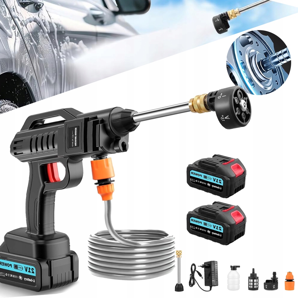 Výkonná Akumulátorová Tlaková Myčka 100 W S 2 Akumulátory 26 Barů