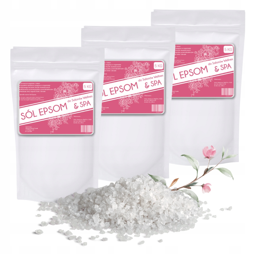 SÓL EPSOM Siarczan Magnezu SÓL GORZKA RZYMSKA Jakość PREMIUM (3x5kg ...