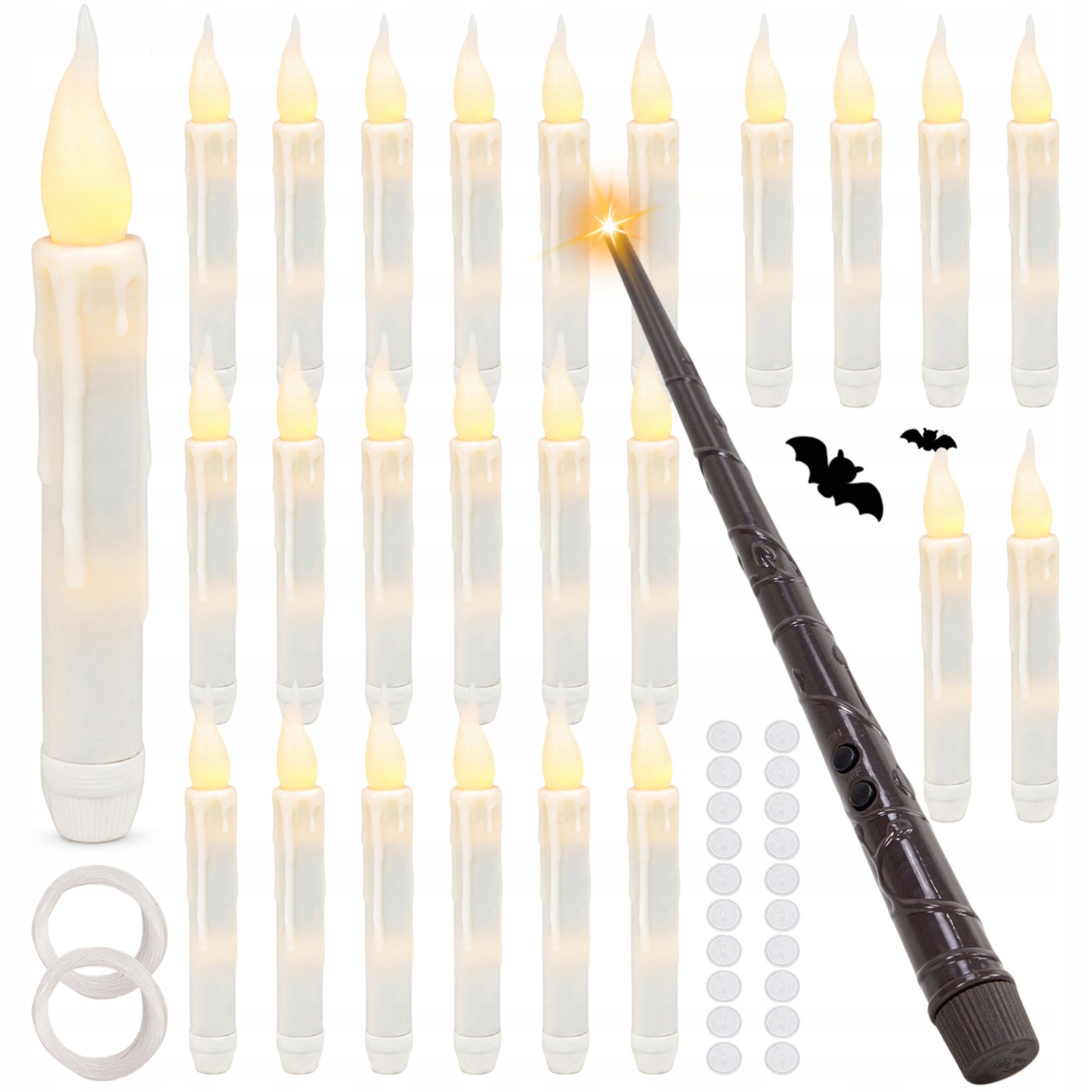 Led Svíčky 24 Ks S Kouzelnou Hůlkou, Teplá Bílá, Pro Halloween A Svatby