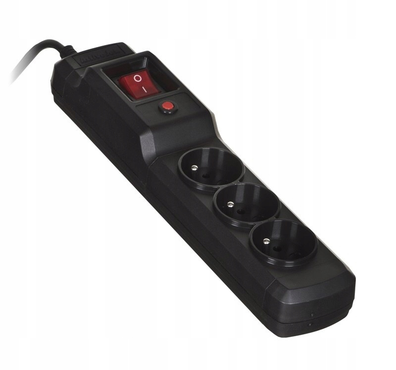 Listwa przeciwprzepięciowa Activejet Combo 3gn/5m/cz (10A; 2300W) 5m; kolor
