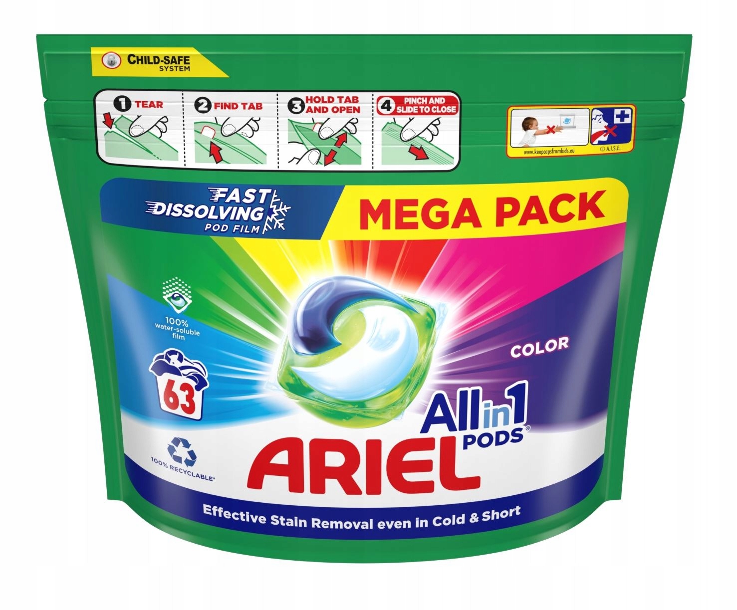 Levně Ariel All In One Pods kapsle na praní barev 63 ks